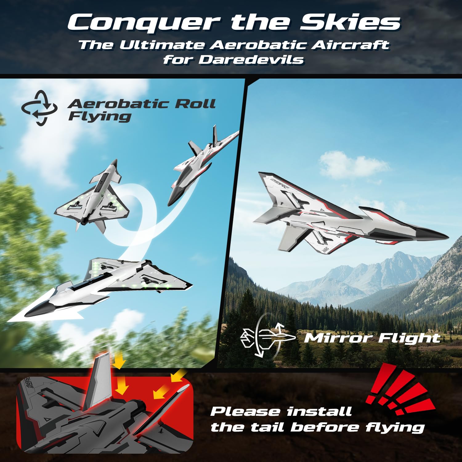 Futuristic paint scheme makes the DEERC plane highly visible in the sky.