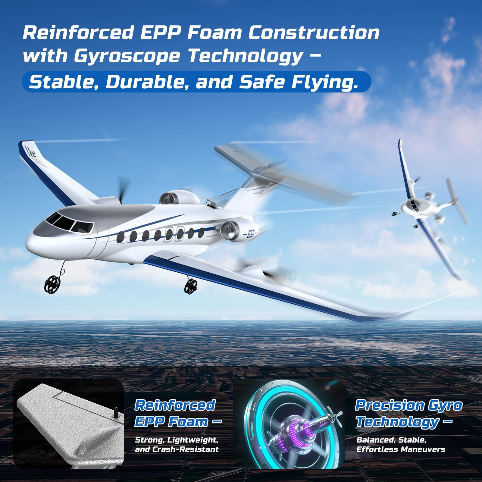 DEERC G650 6-axis gyro stabilizer enables smooth control