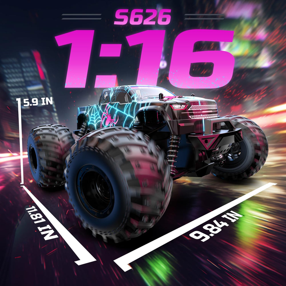 DEERC glowing spider RC car two batteries extend playtime for longer sessions
