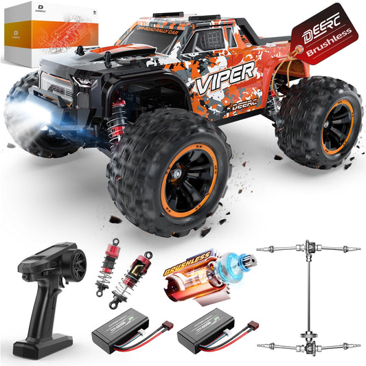 DEERC H16R brushless motor assembly delivering strong off-road acceleration.