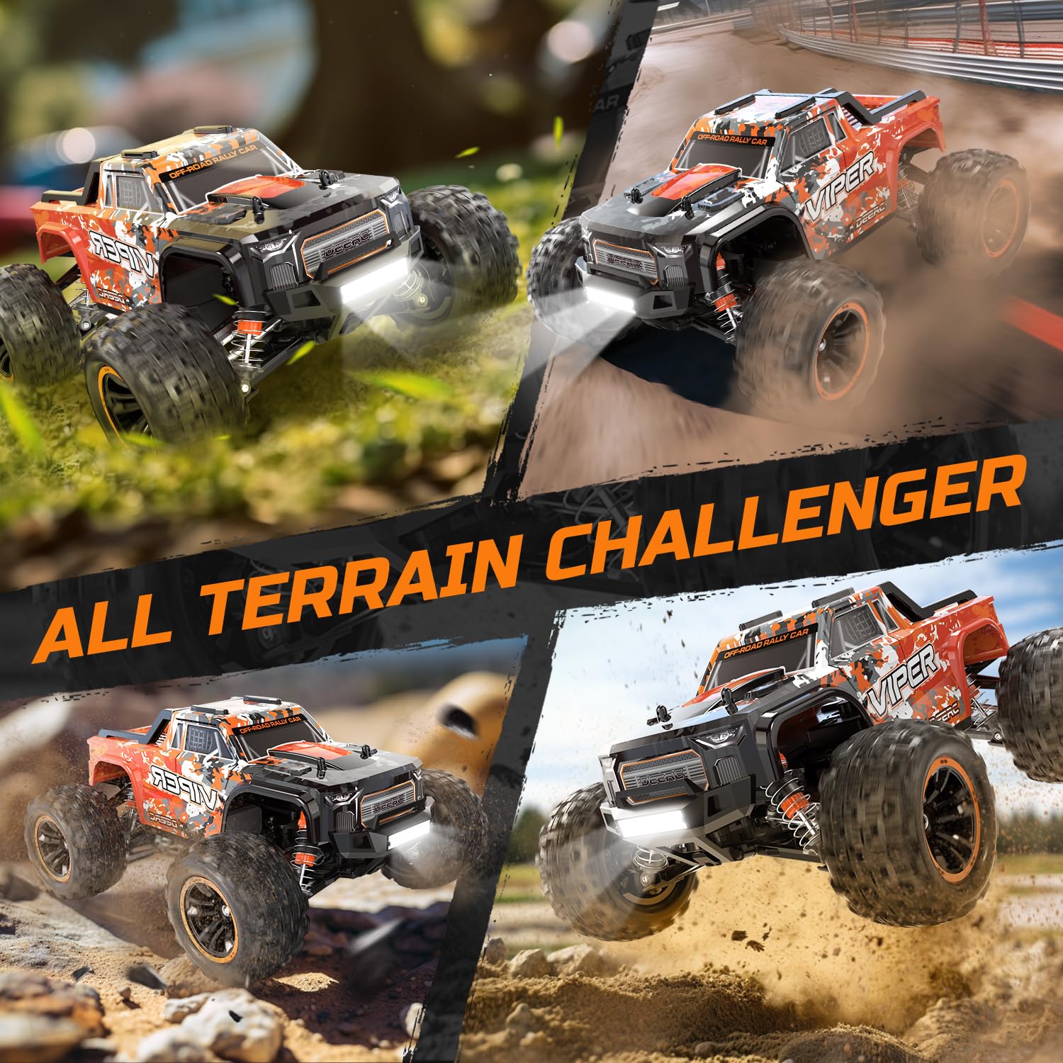 DEERC H16R oil-filled shocks cushion bumps for smoother landings.
