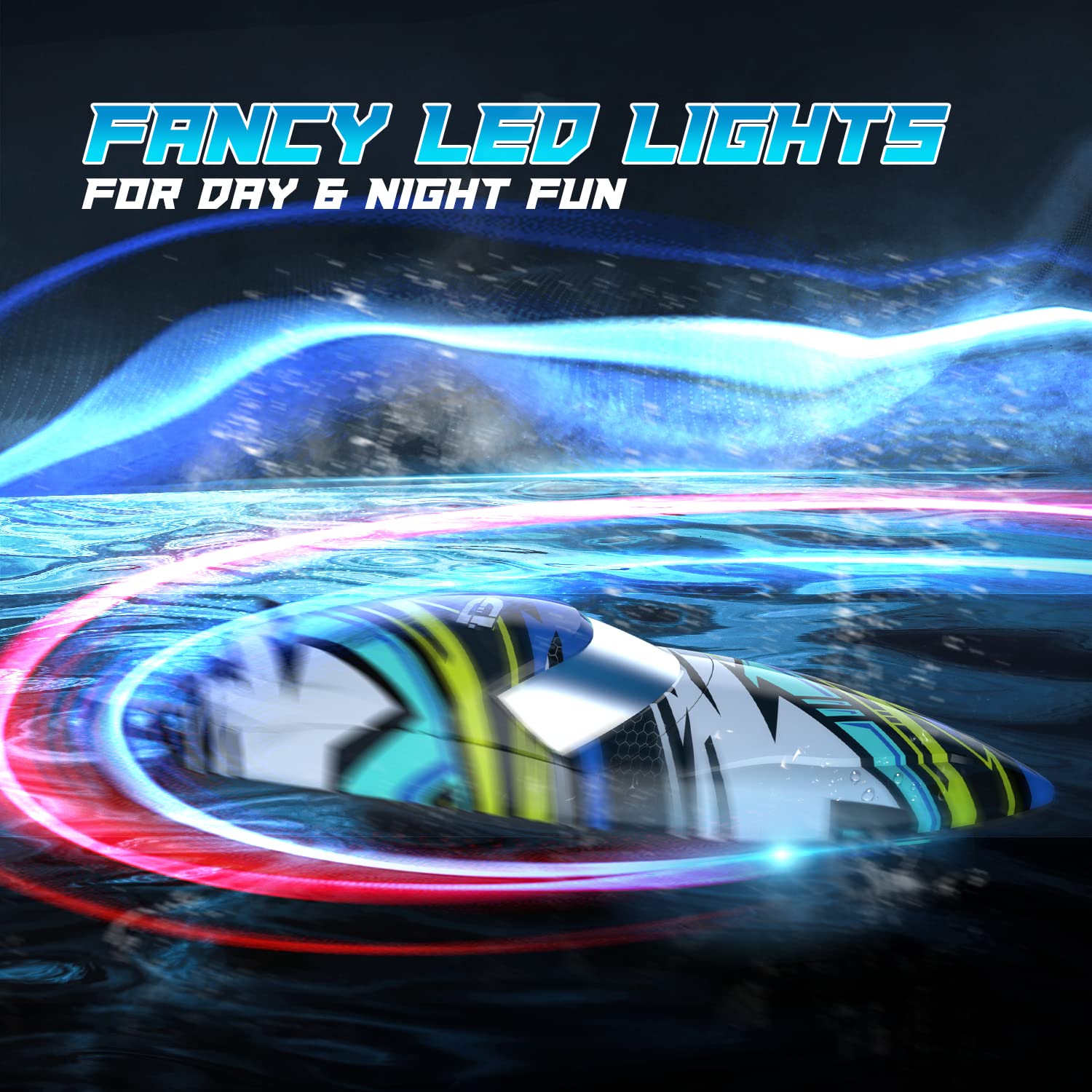 DEERC RC boat 11.1V 3S battery powering quick acceleration and sustained sprinting