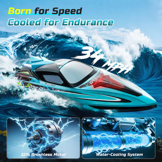 DEERC RC Boat battery 30C delivers steady power for smooth starts.