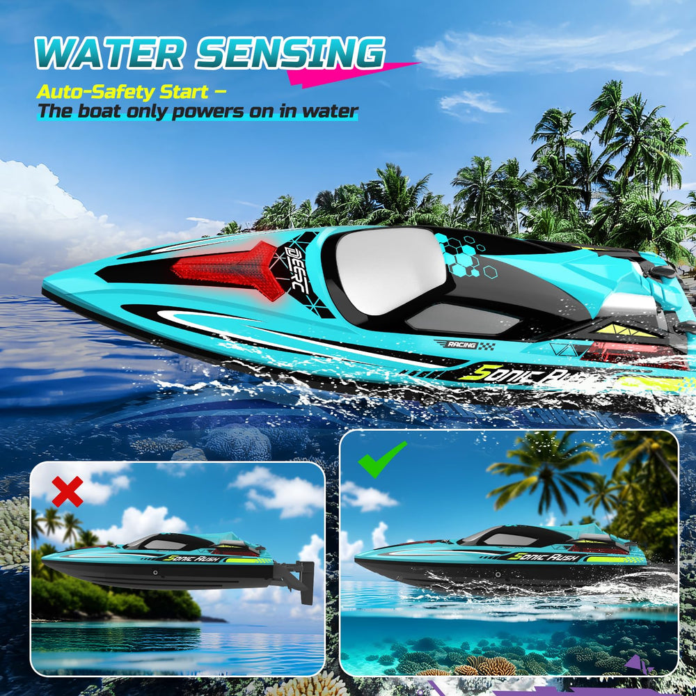 DEERC waterproof hull protects electronics against splashes and waves.