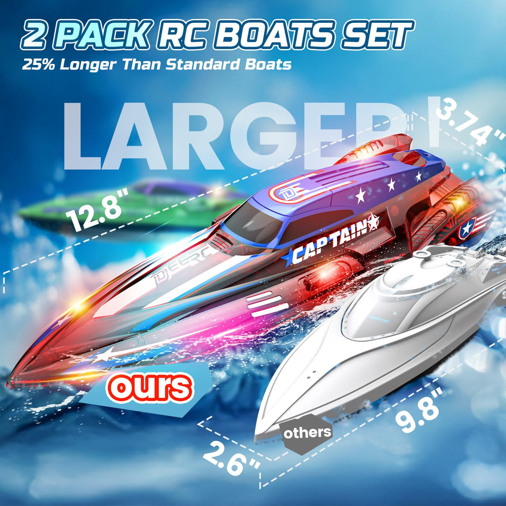 DEERC boat in action showing wave rider mode for exciting remote control fun.