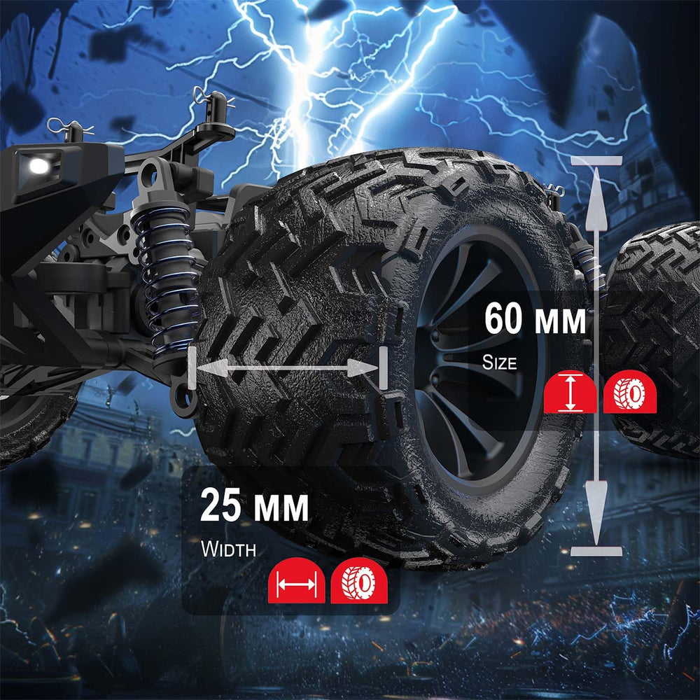 DEERC RC car all-terrain 4WD system conquers uneven ground