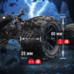 DEERC RC car all-terrain 4WD system conquers uneven ground