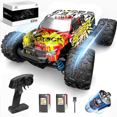 DEERC RC car front view highlights high-speed design for off-road adventures