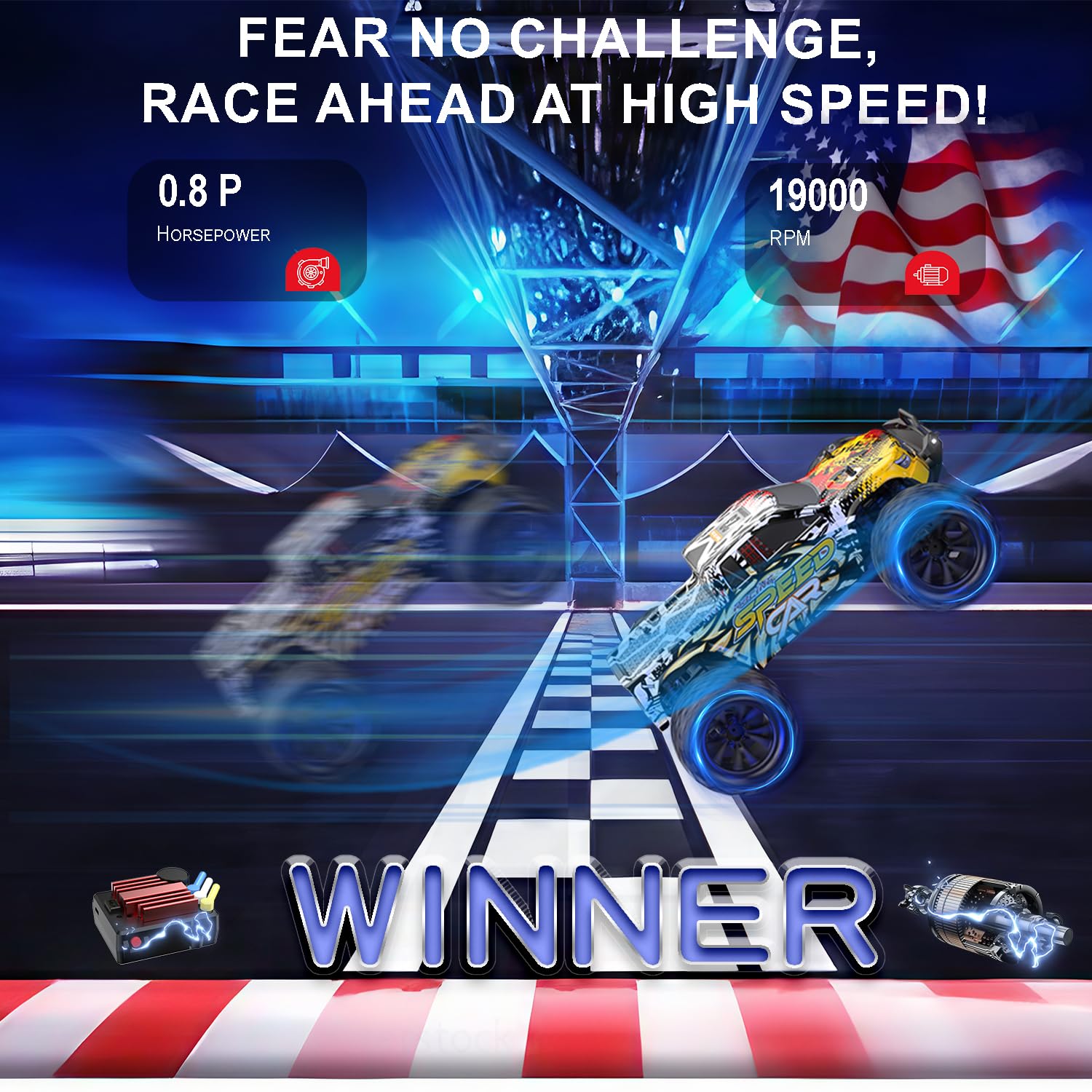 DEERC RC car one-six scale chassis detail promotes durability