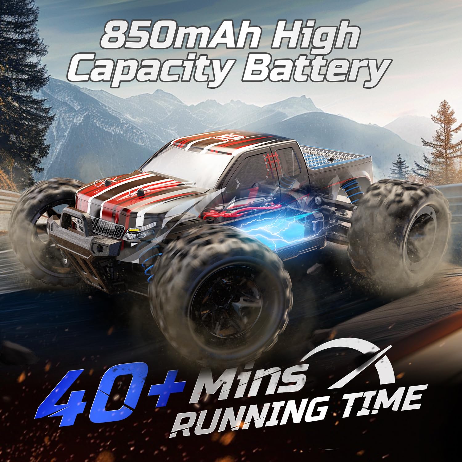 DEERC RC car two batteries extend playtime and reduce downtime.