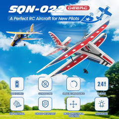 DEERC RC plane with 6-axis stabilizer demonstrates smooth control for beginners.
