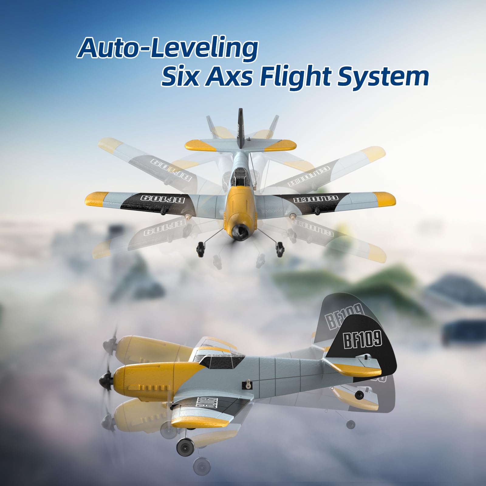 DEERC RC Plane dual motors and two batteries extend flight time.