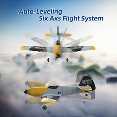 DEERC RC Plane dual motors and two batteries extend flight time.