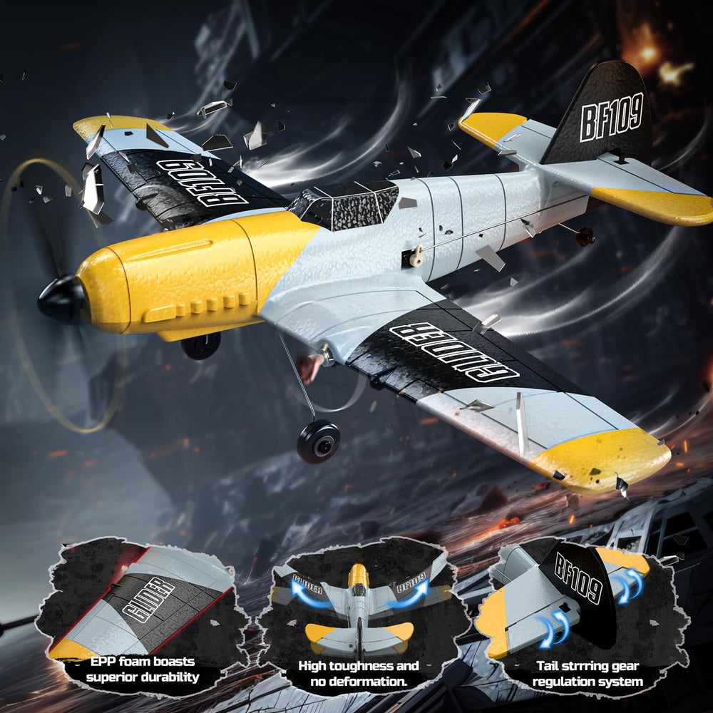 DEERC RC Plane includes two batteries for longer play sessions.