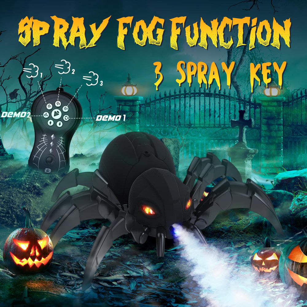 Glowing fangs and lights enhance dark play realism with the DEERC spider.