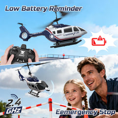 DEERC Rescue Helicopter altitude hold stabilizes hover for steady practice.