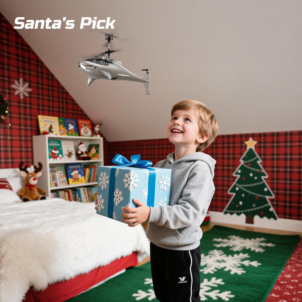 DEERC Shark RC helicopter makes a unique birthday gift idea.
