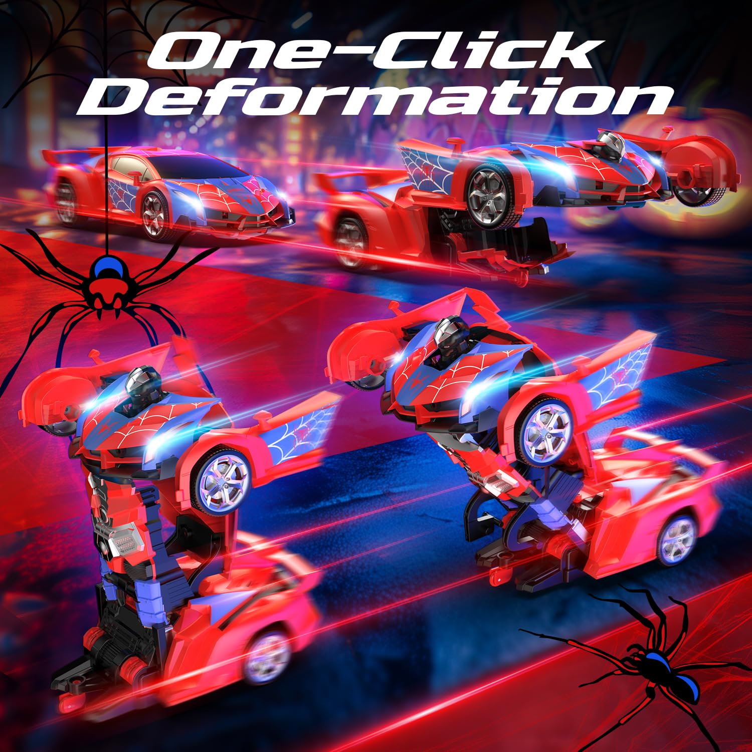 DEERC Spider RC Car performing 360-degree spins with precision.