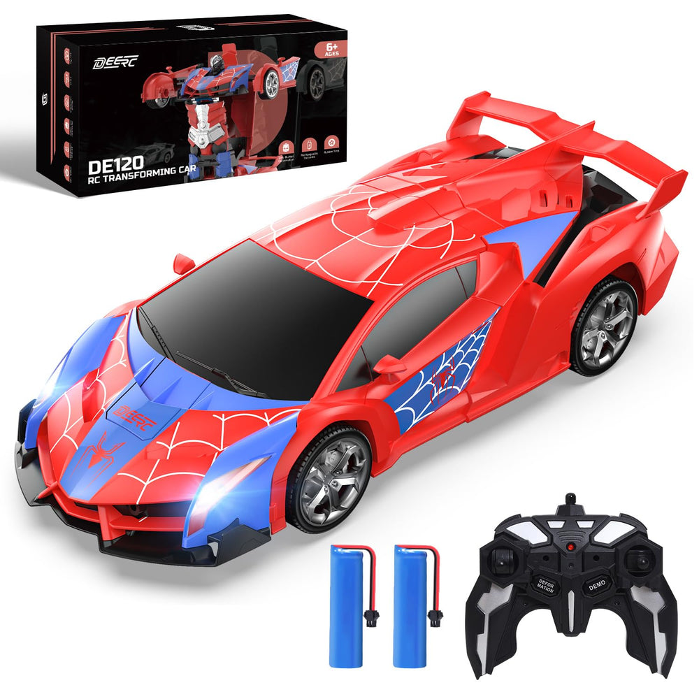 DEERC Spider RC Car transforming from car to robot for engaging play.