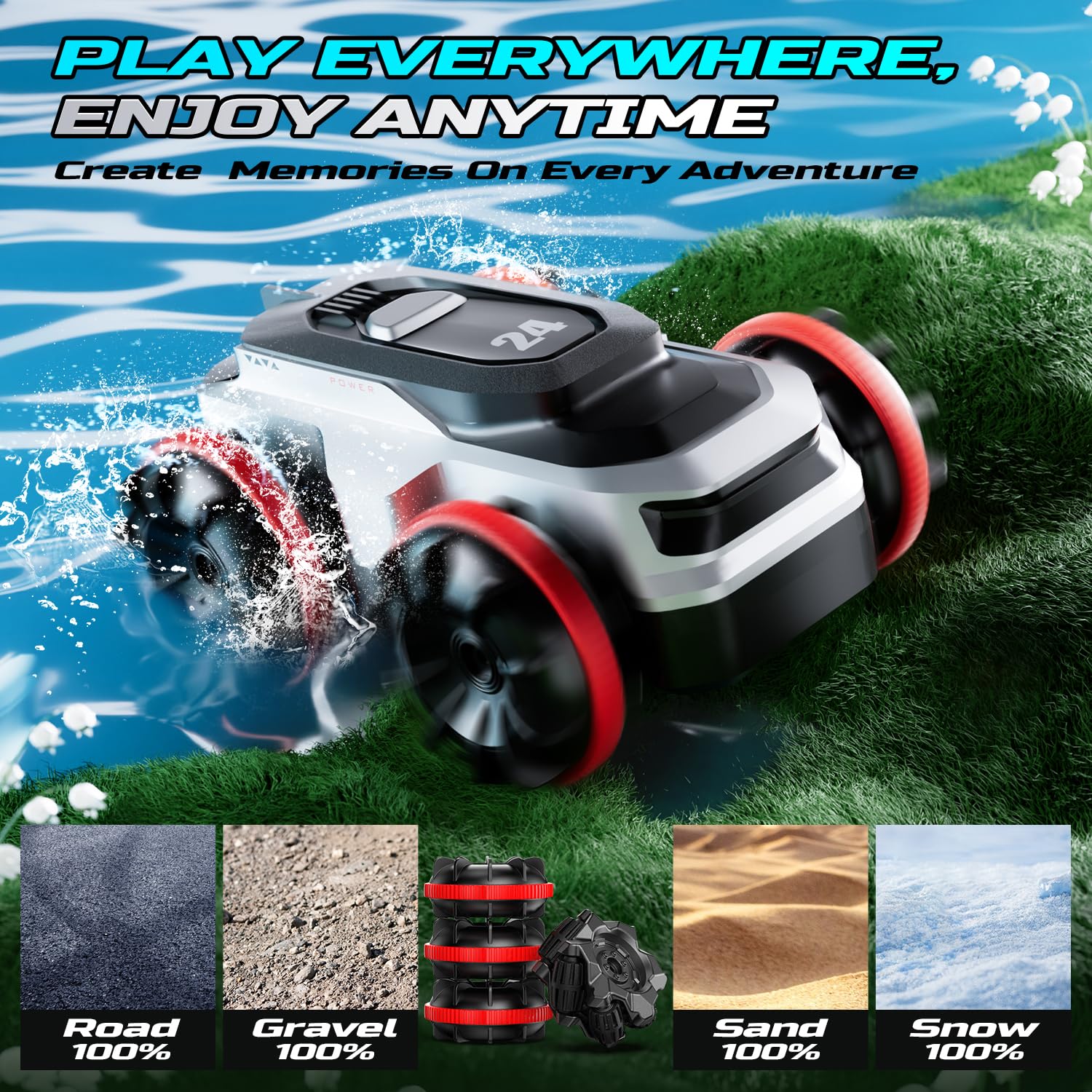 DEERC two batteries provide up to 50 minutes of playtime.