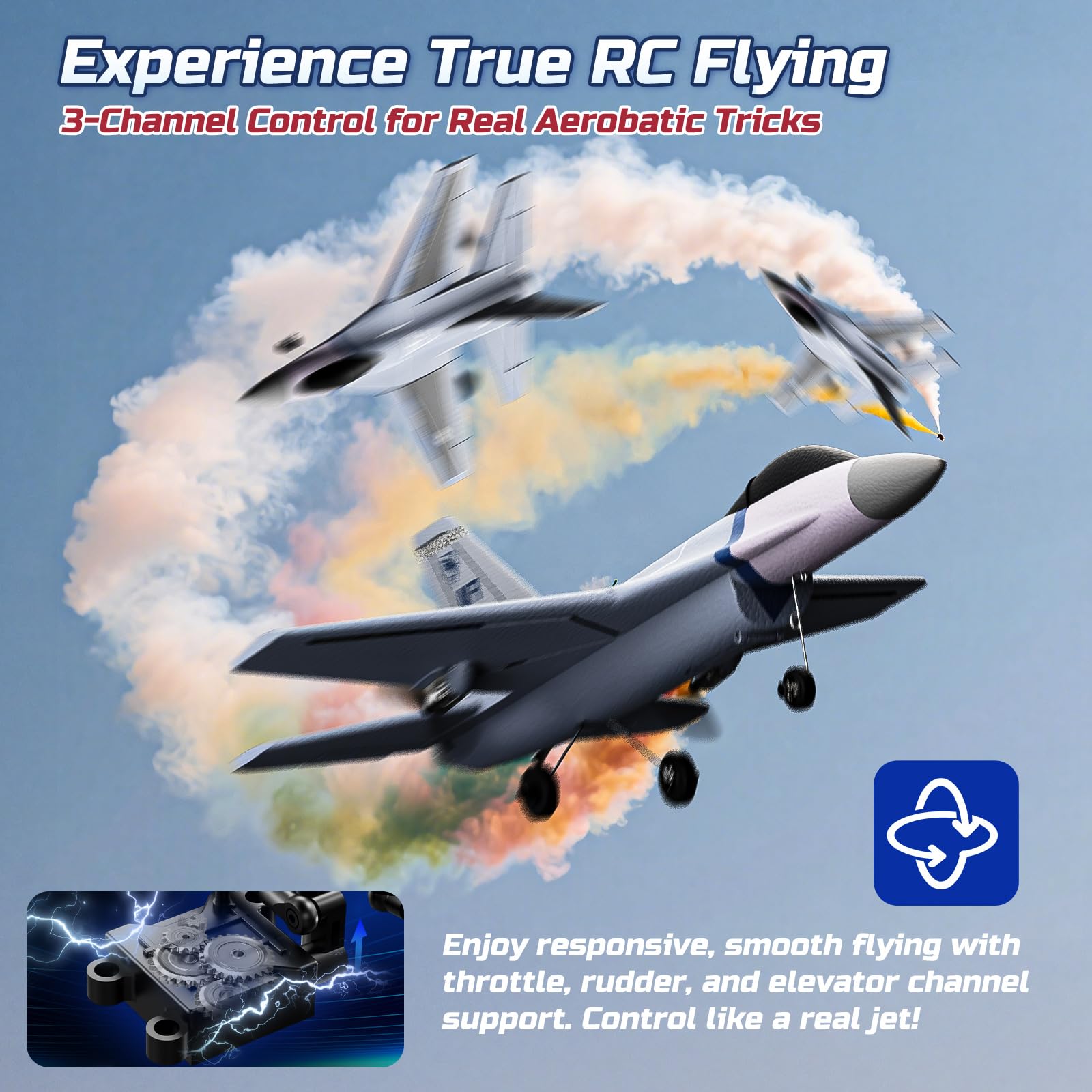 DEERC F16 RC plane mid-glide highlights smooth, forgiving glide performance