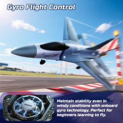 DEERC F16 RC plane with gyro stabilizer supports confident control