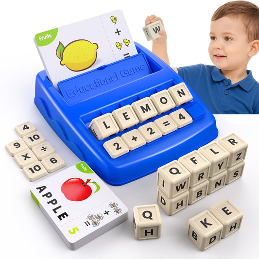 DEGIDEGI matching spelling and math game set with colorful components for learning.