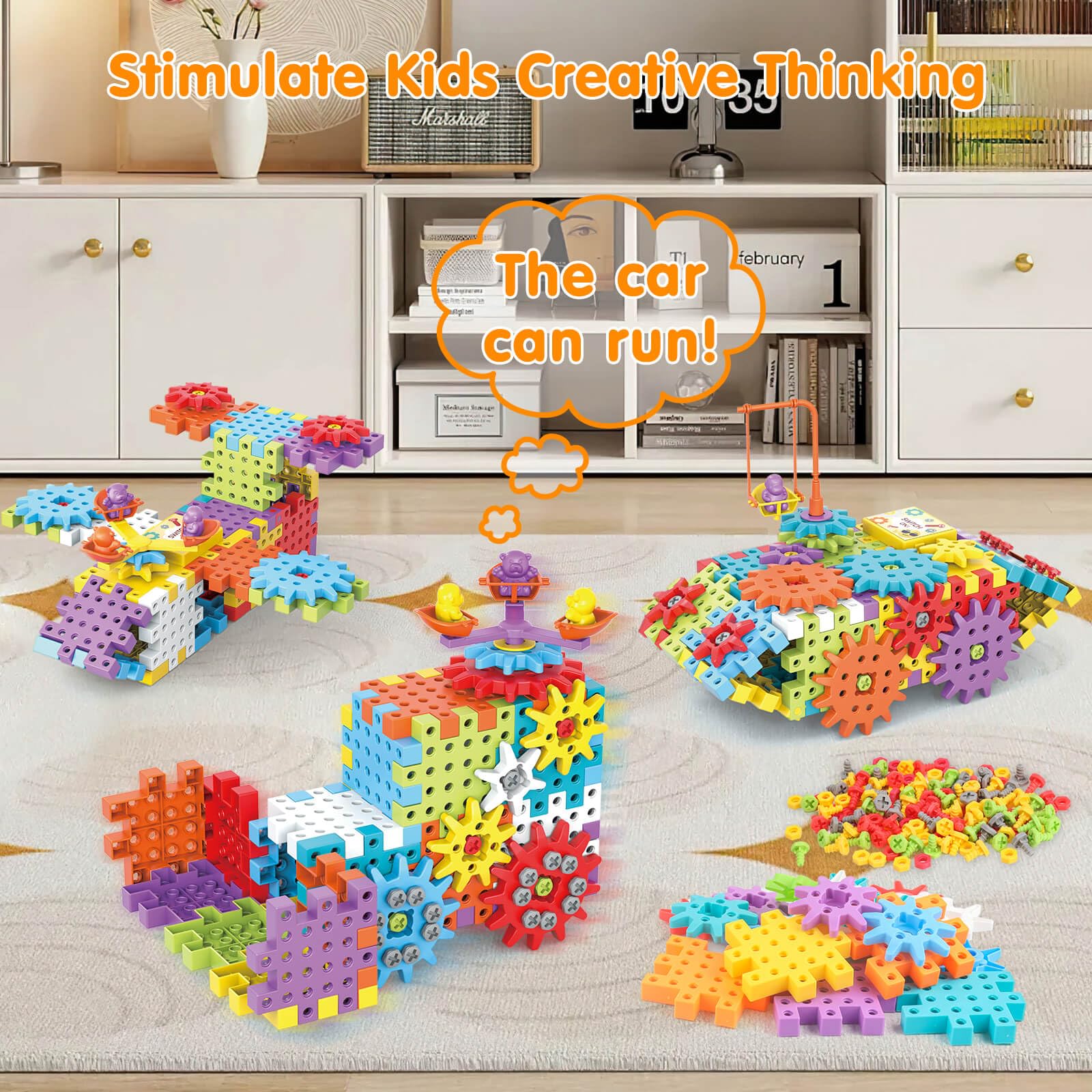 DEKILEA large gear set promotes problem solving through rotating mechanisms
