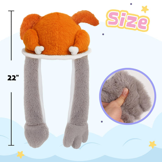 Deletoys roast turkey design plush hat shows flapping wings for festive cosplay.