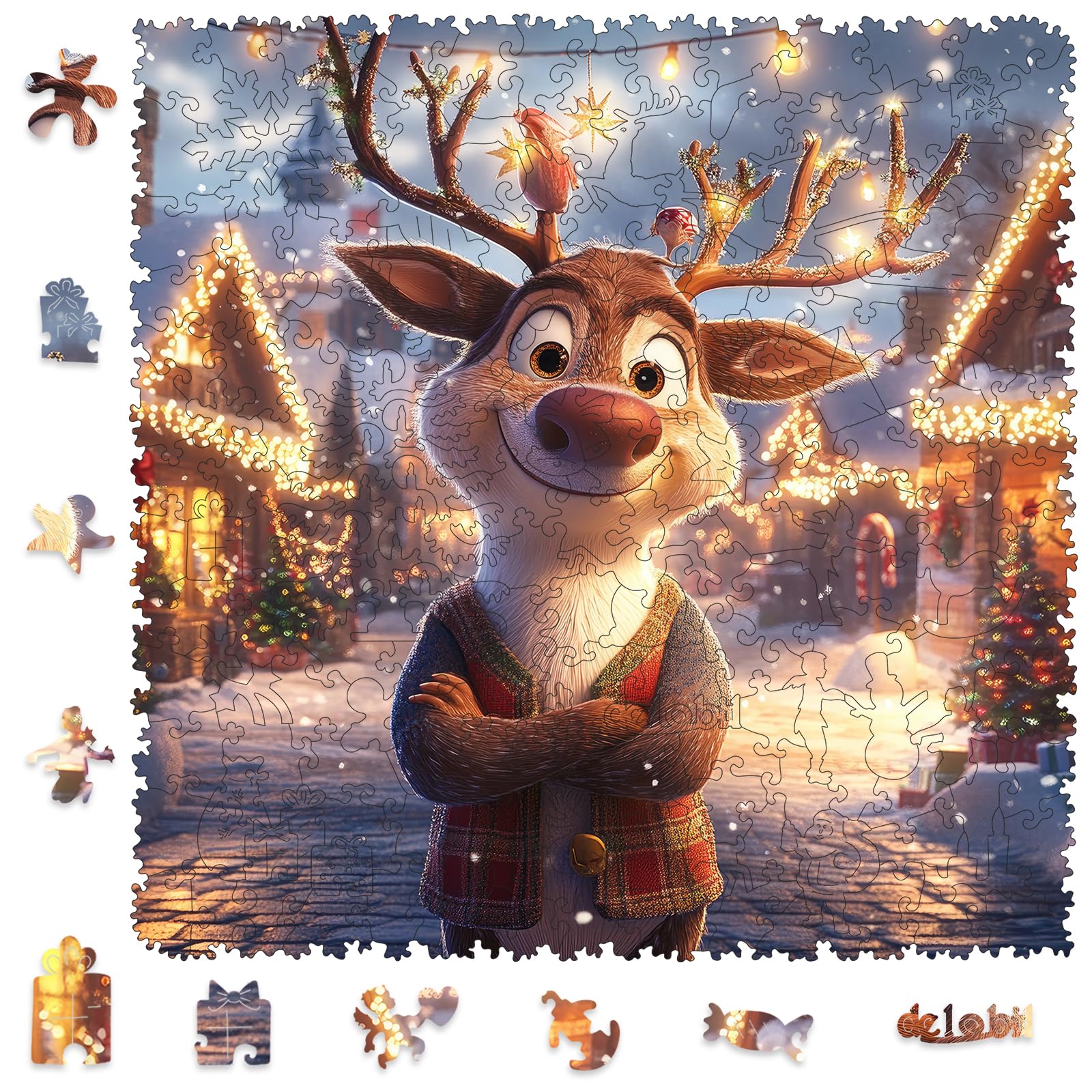 Delobil Christmas Rudolph puzzle, 200 pieces, perfect for cozy family evenings.