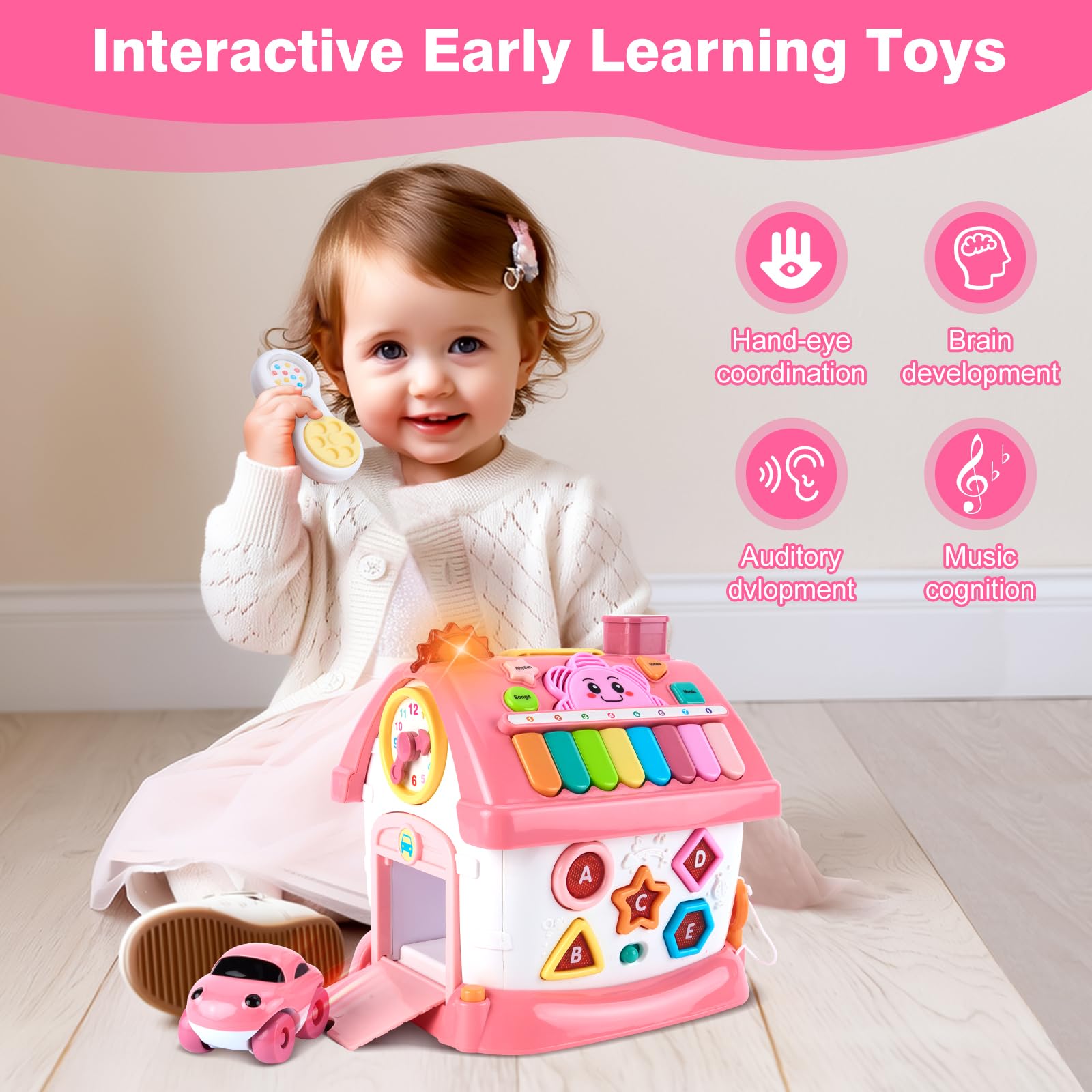 DELUTIQUE car garage with car for storytelling and pretend play