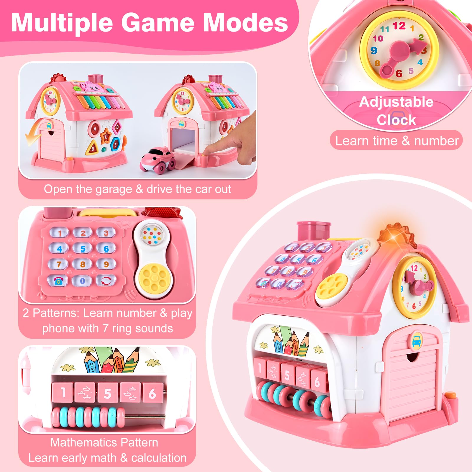 DELUTIQUE 8-in-1 door with key promoting fine motor skills and pretend play