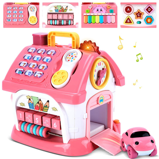 DELUTIQUE 8-in-1 Learning House front view for imaginative play and early discovery