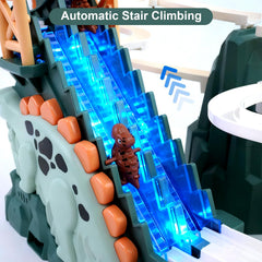 DELUTIQUE dino car on track demonstrates smooth sliding for active fun