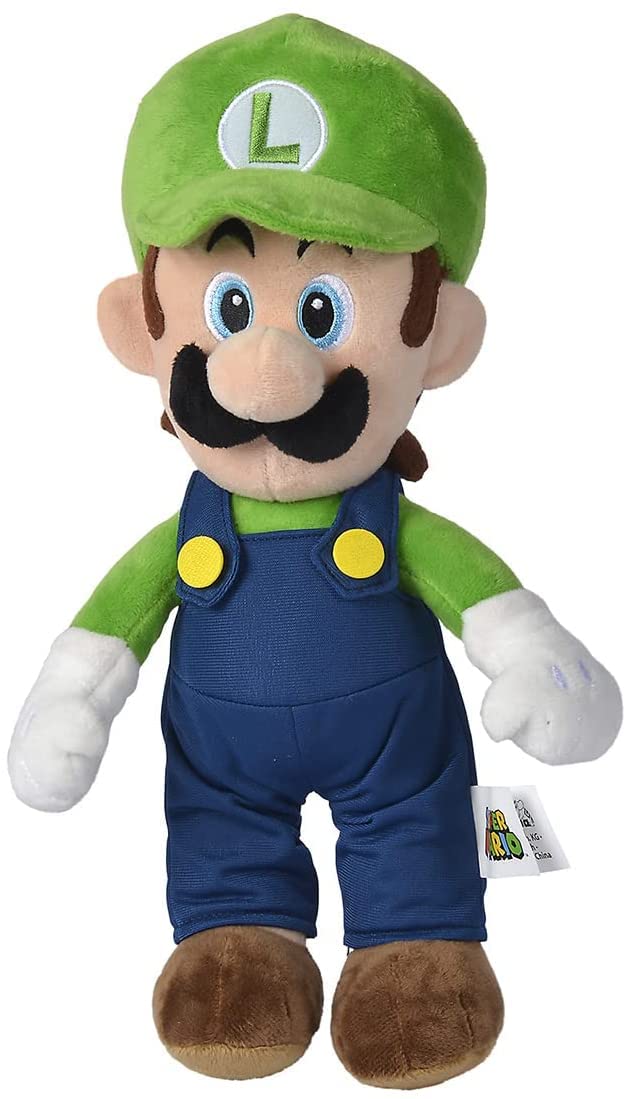 Deluxe Paws Simba Mario soft toy side view, durable stitching for daily use.