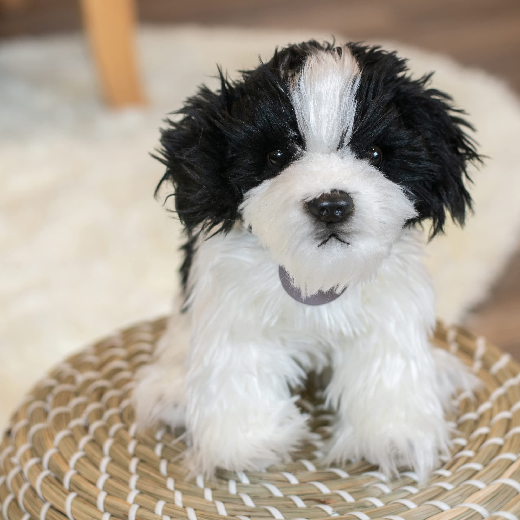 DEMDACO Animalcraft Havanese plush with detailed facial features for lifelike appeal.
