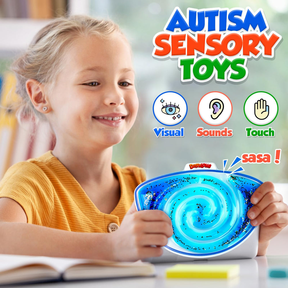Demilong interactive sensory maze toy with glitter and beads for focused play.