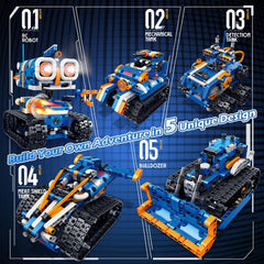 Demkia 5in1 robot kit remote control in action for indoor outdoor play