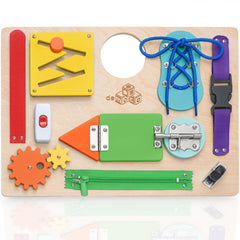 deMoca Sensory Busy Board top view showing screen-free play on the go