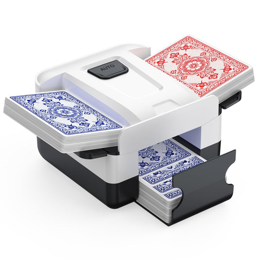 Demolike Automatic Card Shuffler front view showing compact home use