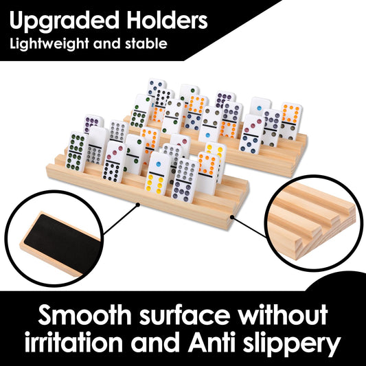 Demteric wooden racks eight slots organize tiles during fast rounds.