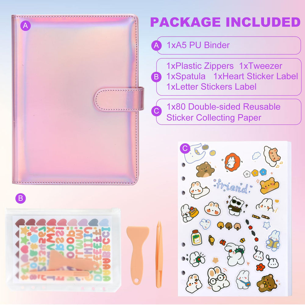 Deqing warm interior pages with thick release paper for smooth sticker application.