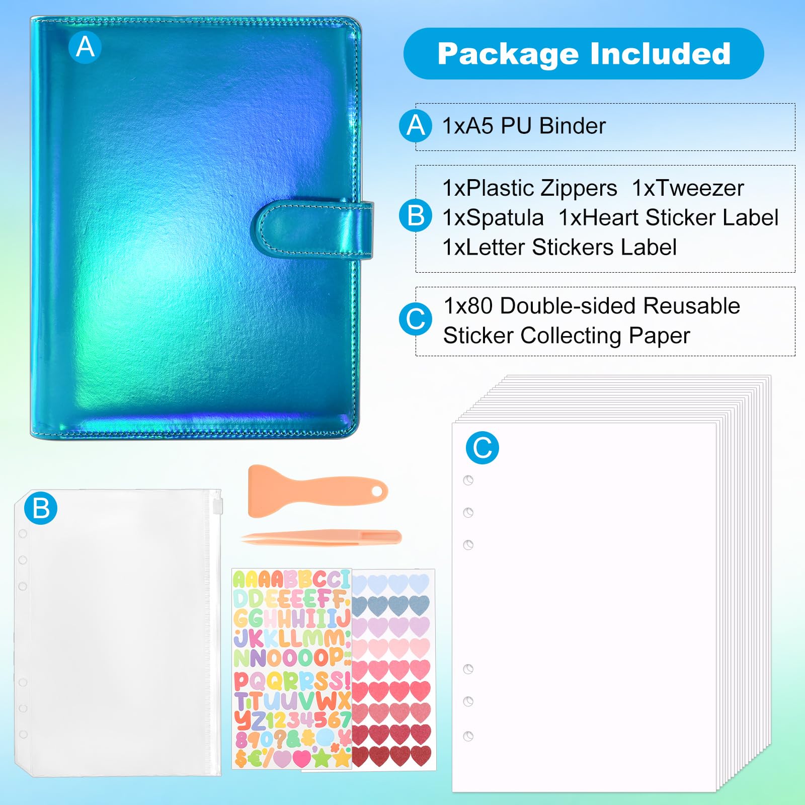 Deqing warm 80-sheet pages keep stickers organized on both sides for easy viewing.