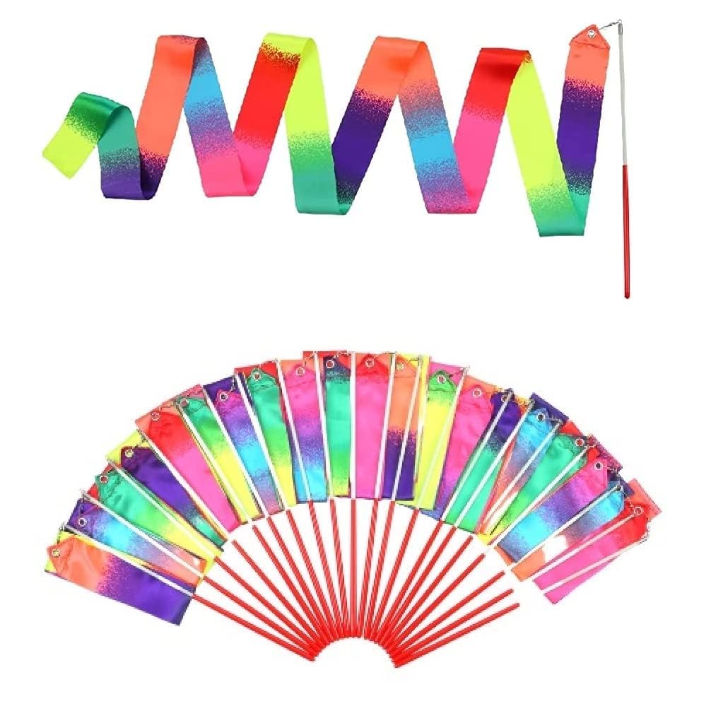 Dervea rainbow wand with 78 inch ribbons for dramatic swirls