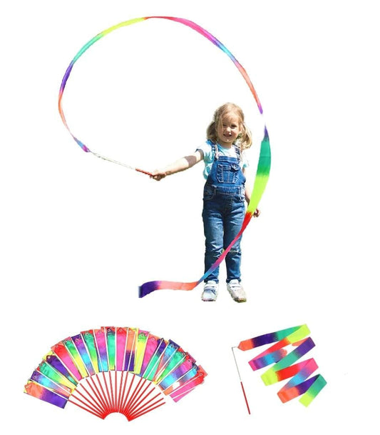 Dervea rainbow ribbon wand for group dance at kids party