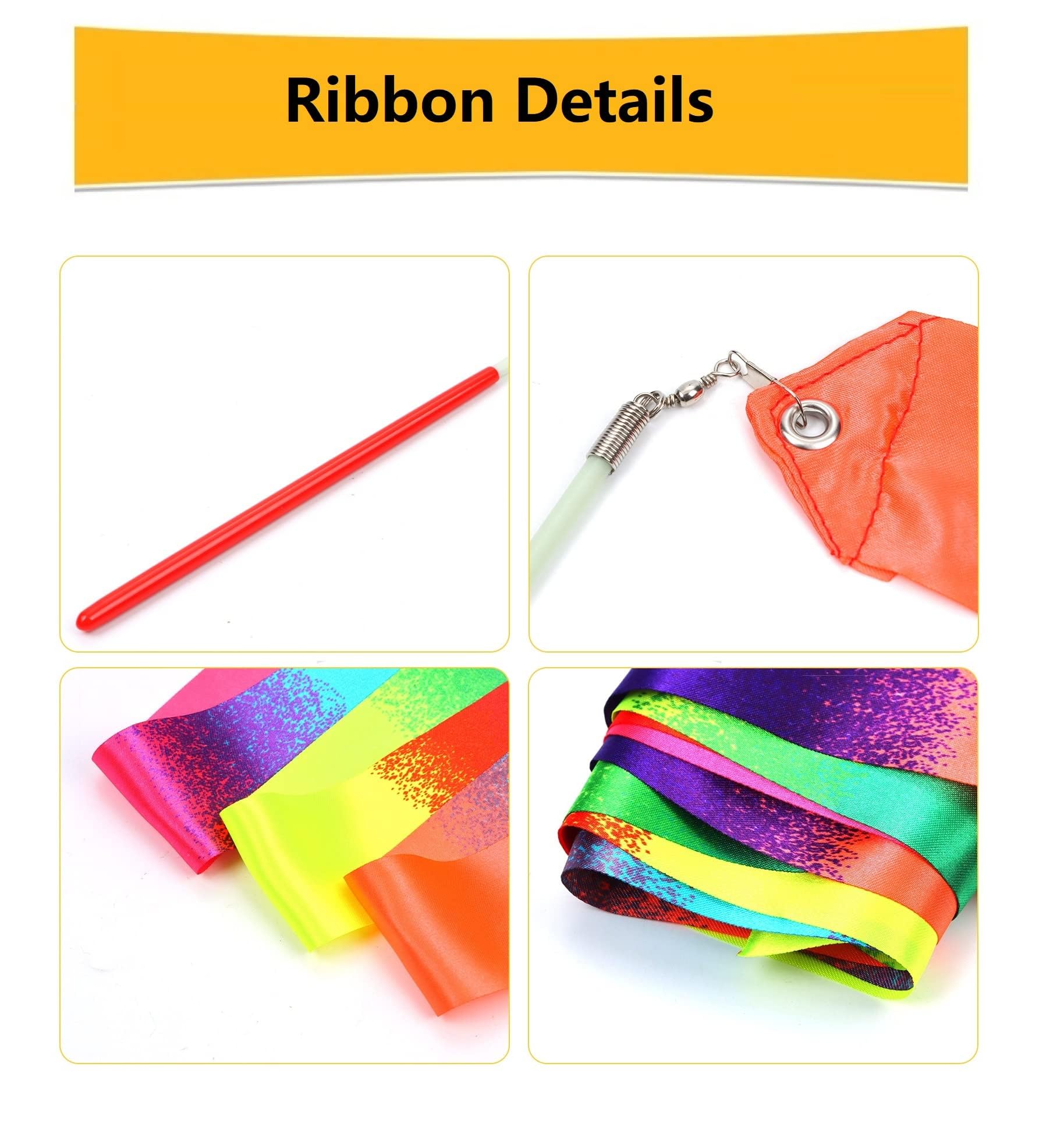 Dervea rainbow wand shows soft satin ribbons in motion