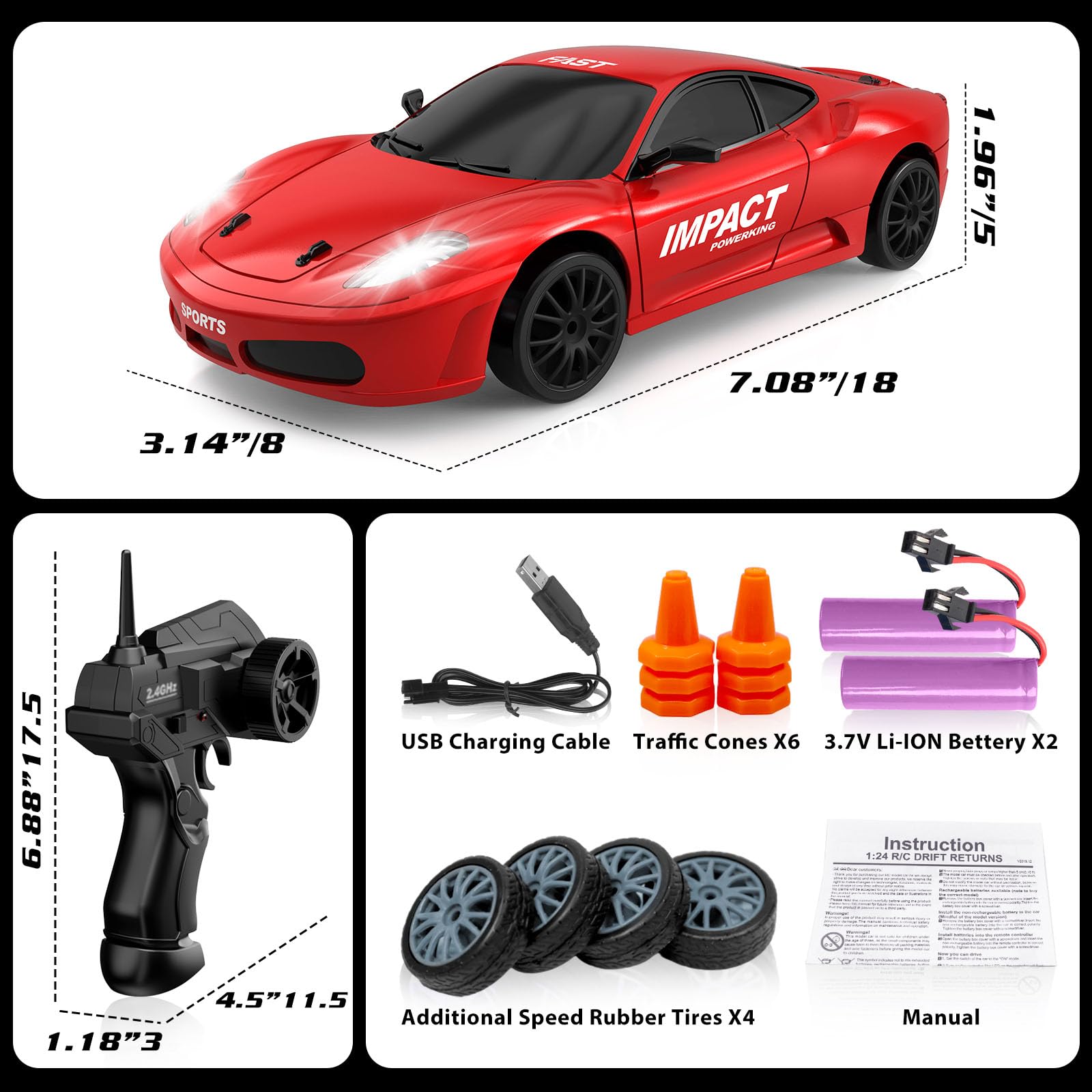 Desdoni 3.7V 500mAh battery with USB charger for extended playtime