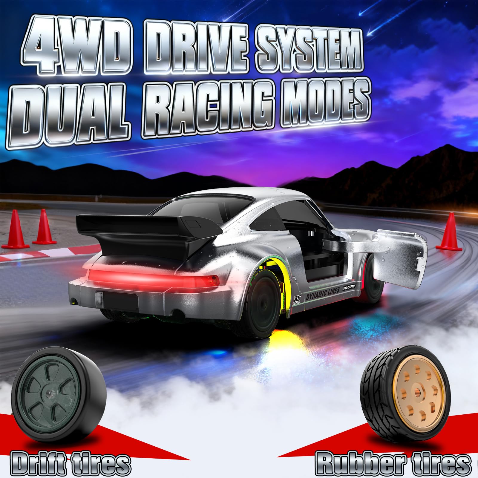 Desdoni 2.4GHz remote supports interference-free multi-car racing.