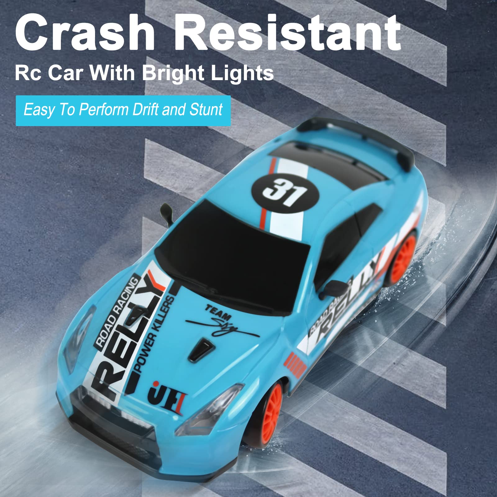 Desdoni RC drift car in action performing a drift with smooth control