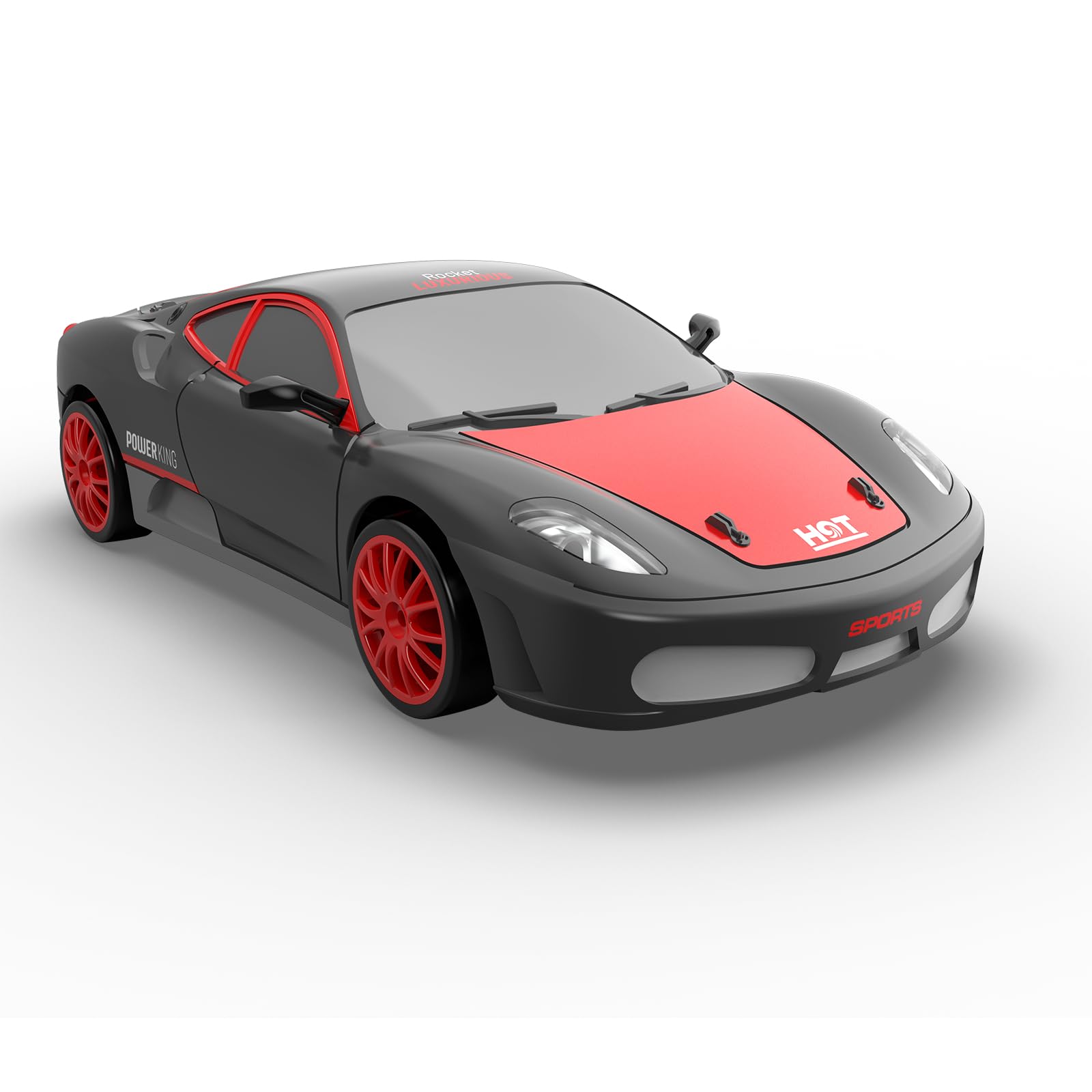 Desdoni drift car on a display stand, a stylish showpiece.